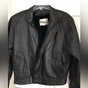 Vintage Wilson black leather bomber jacket with removable vest lining
